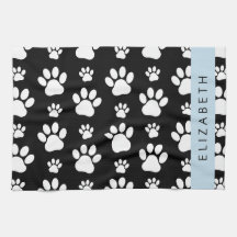 Padrões de pata, patas de cão, preto e branco, seu