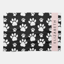 Padrões de pata, patas de cão, preto e branco, seu