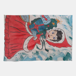 Pano De Prato Papais noeis Helper Christmas Tea Towel