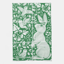 Páscoa Emerald Green Rabbit Bird Floral Azulejo Ar