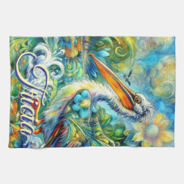 Pano De Prato Pássaro Pelicano no País das Maravilhas Personaliz