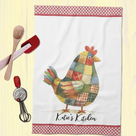 Pano De Prato Patchwork Hen e Red Gingham