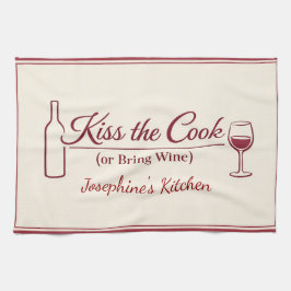 Pano De Prato Personalizado Beije o Cozinheiro ou Traga Vinho Di