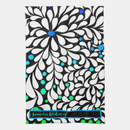 Pano De Prato Personalize as flores ousadas modernas, azul teal
