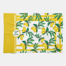 Pano De Prato Personalized Lemon Leaf Monogram Kitchen Towels