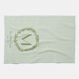 Pano De Prato Personalized Olive Wreath Monogram 