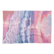 Pink Beach Ocean Shore Painting