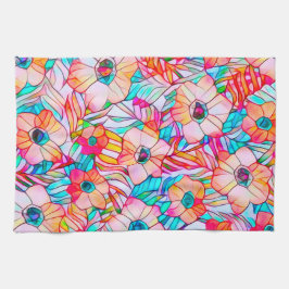 Pano De Prato Poppies & Palm Fronds