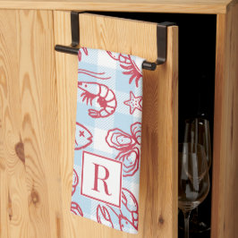 Pano De Prato Preppy Coastal Seafood Gingham Kitchen Decor