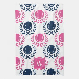 Pano De Prato Preppy Tennis Laurel Wreath - Navy & Hot Pink