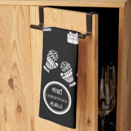 Pano De Prato Preto e Branco do Natal Moderno Personalizado