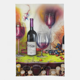 Pano De Prato Provando de vinho Arte Digital Colorida