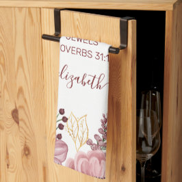 Pano De Prato Provérbios 31 Flor rosa pastel elegante