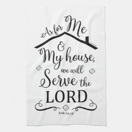 Pano De Prato "Quanto a mim e à minha casa" Kitchen Tea Towel