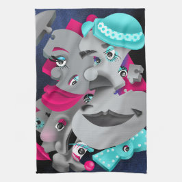 Pano De Prato Quebra-cabeça Surreal face Tea Towel