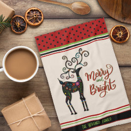 Pano De Prato Reindeer de Natal Elegante Personalizado
