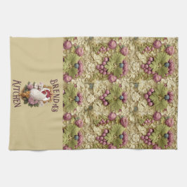 Pano De Prato Rooster & Grapes Heraldic Crest, in wheat,