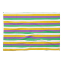 ROPLE GREEN YELLOW MARDI GRAS STRIPES KITCHEN TOW