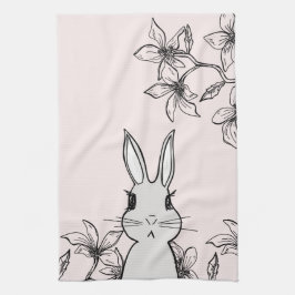 Pano De Prato Rosa claro Bunny Floral