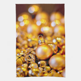 Pano De Prato Rosa de Natal Dourado Baubles