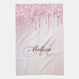 Pano De Prato ,rosa de ouro monograma moderno, brilho roxo