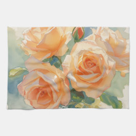 Pano De Prato Rosas Impressionistas em Aquarela Laranja