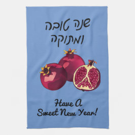 Pano De Prato Shanah Tovah romã Personalizado Azul
