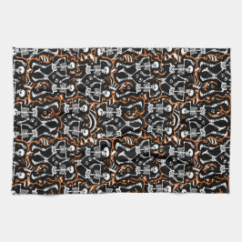 Pano De Prato Skeletons Dançantes Halloween ou Dia dos Mortos