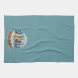 Pano De Prato Snow Globe Colorful Christmas Tree Forest Light