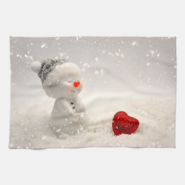 Pano De Prato Snowman de Natal com Amor Encantador