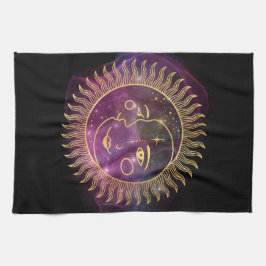 Pano De Prato Sol Celestial Roxo e Lua