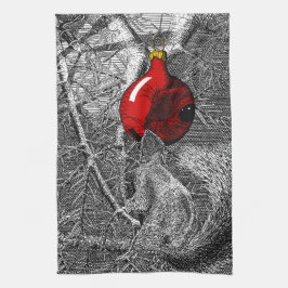 Pano De Prato Squirrel in Christmas Tree