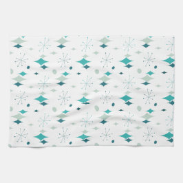 Pano De Prato Starburst Meio século moderno padrão Teal Aqua