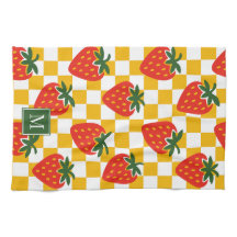 Strawberry Rustic Farmhouse Checkered Monogram