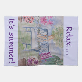 Pano De Prato Summer Garden Bench Tea Towel