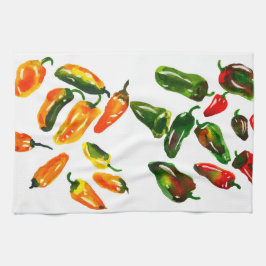 Pano De Prato Sun-Drenched Peppers Watercolor Botanical Kitchen 