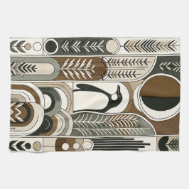 Pano De Prato Taupe Mocha Abstrato Grain Arcs Pattern Penguin