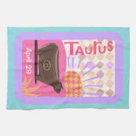Pano De Prato Taurus Zodiac Tea Towel de aniversário personalizá