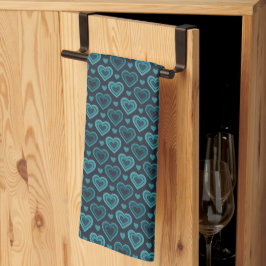 Pano De Prato Teal Hearts