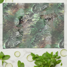 Textura estranha em verde-cinza com crânio abstrat