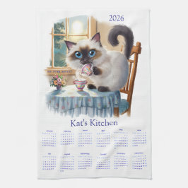 Pano De Prato Toalhas de Cozinha Calendário 2026 Chá do Gato Sia