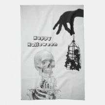 Toalhas de cozinha de Halloween com esqueleto manu