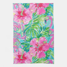 Toalhas de Cozinha Florais Tropicais Elegantes Fla