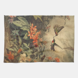 Pano De Prato Vintage botânica de beija-flores