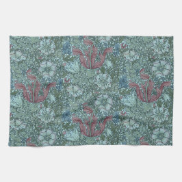Pano De Prato Vintage Floral Padrão Verde Azul Branco