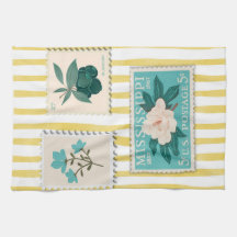 Vintage Postage Stamp Kitchen Impressão | Azul ret