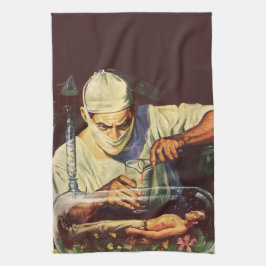 Pano De Prato Vintage Science Fiction, Laboratory Mad Scientist