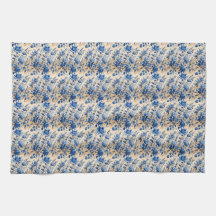 Vintage Tecido Toile de Jouy França Blue Flowers