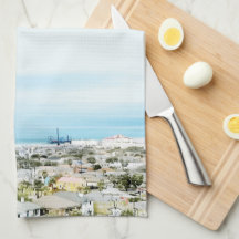 Vista das costas, praia e cidade de Galveston