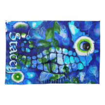 Whimsical Big-Eyes Seahorse Art Blue Personalized